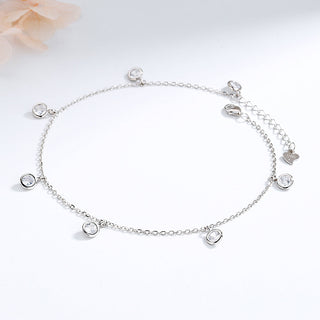 Sterling Silver Swarovski Cyrstal Bezel Anklet