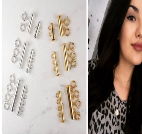 Colar com fecho em camadas de ouro 14K e esterlina (conjunto de 4 peças)