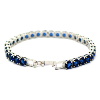 Pulseira de tênis clássica de safira em ródio