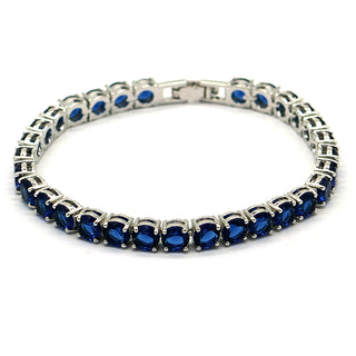Pulseira de tênis clássica de safira em ródio