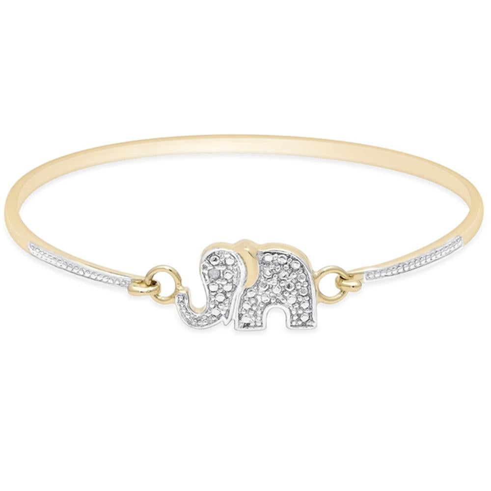 Pulseira com pingente de elefante banhado a ouro e zircônia cúbica