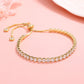 Pulseira de tênis ajustável Amy e Annette em ouro 14K com cristais Swarovski