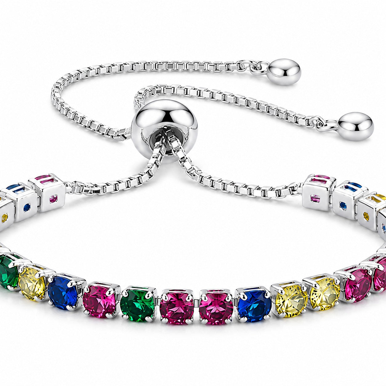 Pulseira de tênis ajustável Amy e Annette em ouro 14K com cristais Swarovski