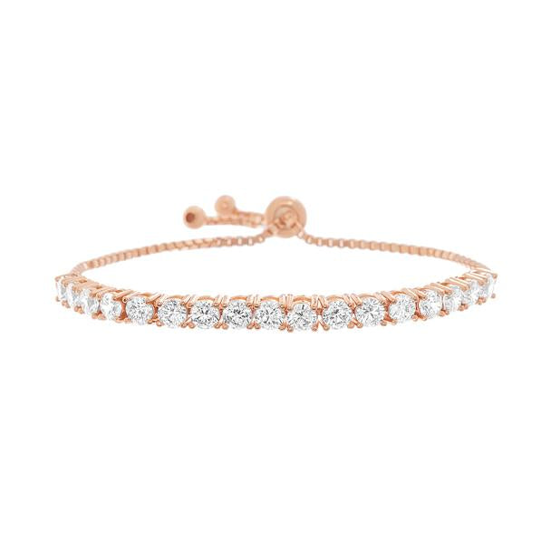 Pulseira de tênis ajustável Amy e Annette em ouro 14K com cristais Swarovski