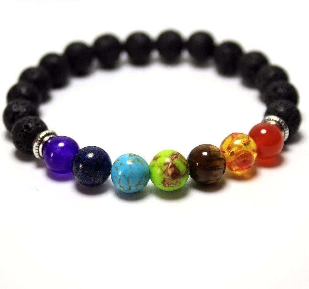 Pulseiras de pedras preciosas genuínas para cura de chakras Amy e Annette 7