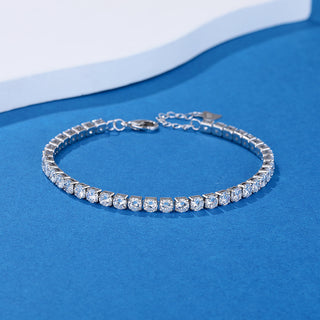 Pulseira de tênis de cristal genuíno de ouro 14K