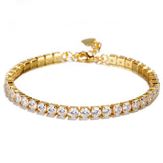 Pulseira de tênis de cristal genuíno de ouro 14K
