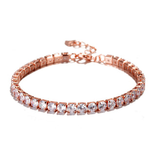 Pulseira de tênis de cristal genuíno de ouro 14K