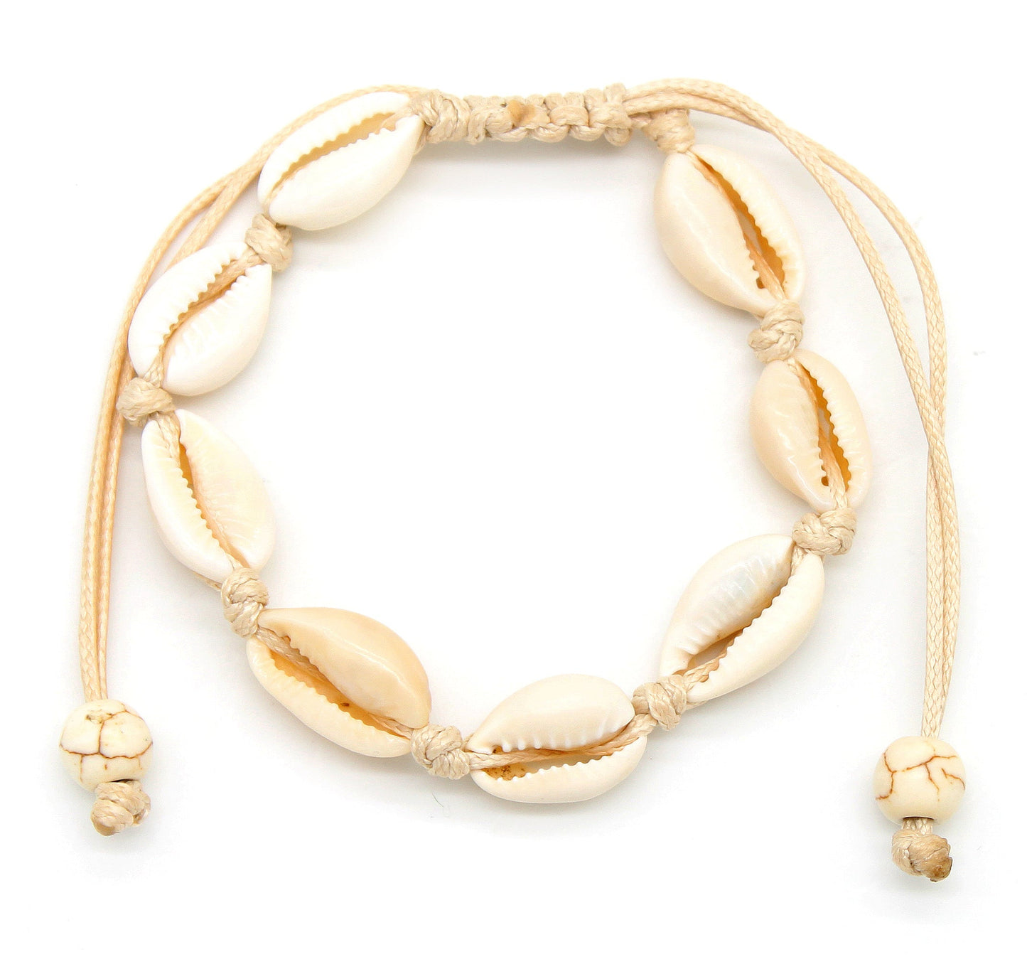 Pulseira ajustável de conchas do mar Cowrie