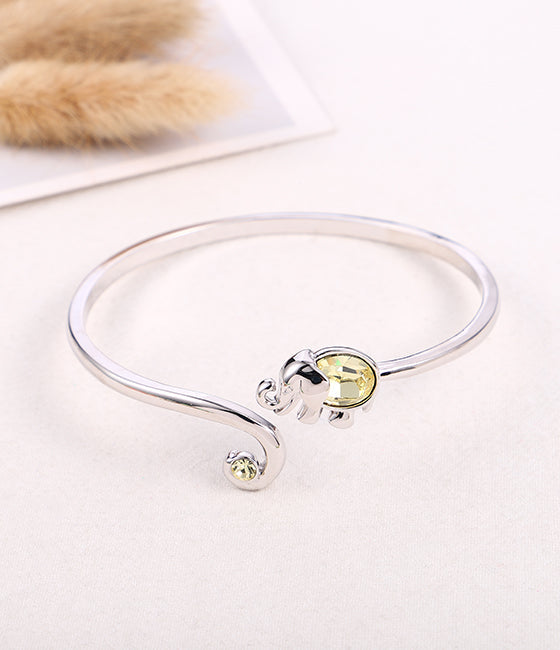 Pulseira de elefante com cristal Swarovski em ouro branco 18K