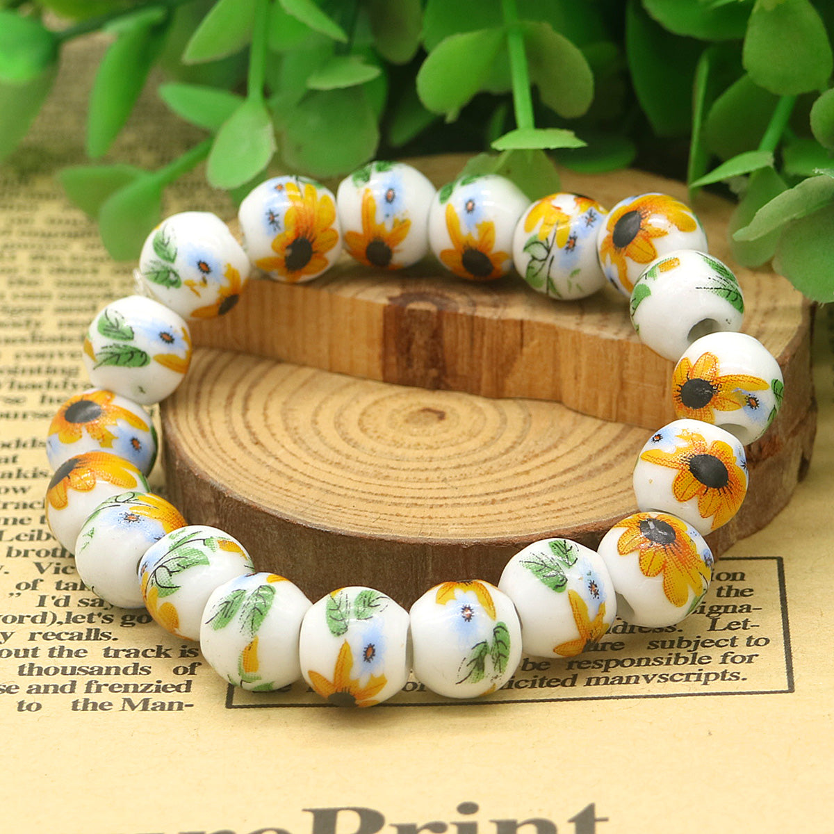 Pulseira elástica ajustável de girassol