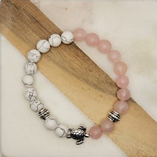 Pulseira de cura de quartzo genuíno e tartaruga
