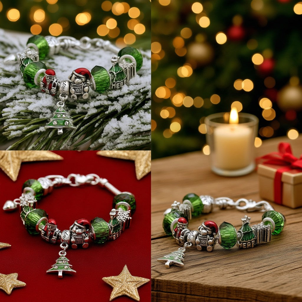 Pulseira de Natal com cristais Murano e Swarovski