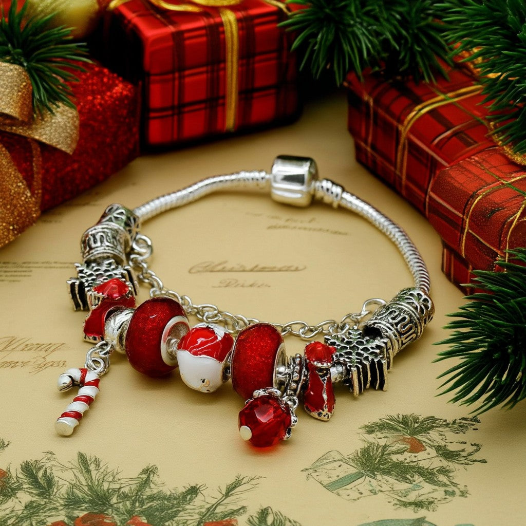 Pulseira de Natal com cristais Murano e Swarovski