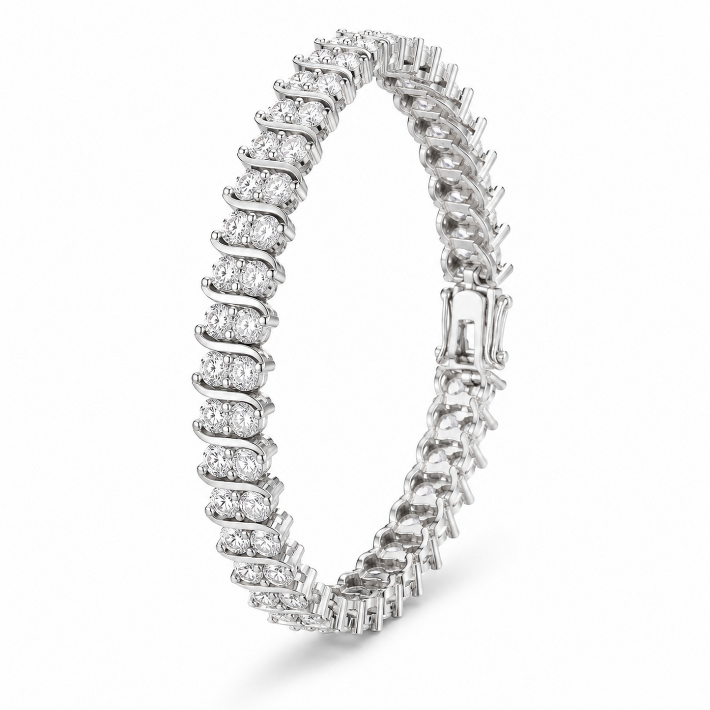 Pulseira de tênis em ouro 18K com diamantes simulados