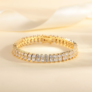 Pulseira de tênis em ouro 18K com diamantes simulados