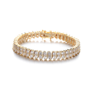 Pulseira de tênis em ouro 18K com diamantes simulados