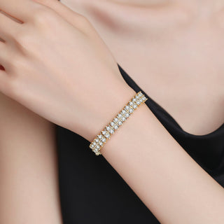 Pulseira de tênis em ouro 18K com diamantes simulados