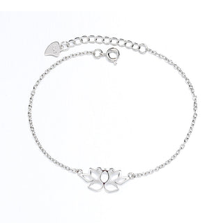 Pulseira de flor de lótus em prata esterlina