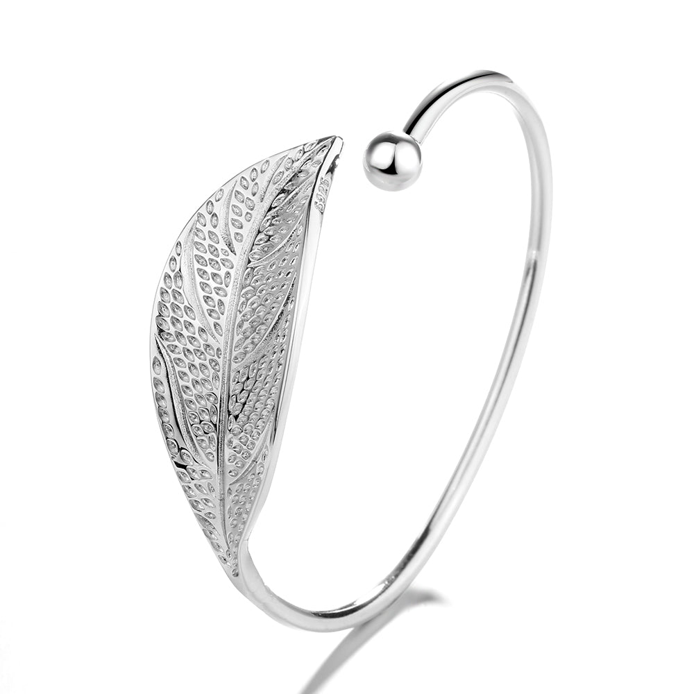 Pulseira de folha ajustável de prata esterlina