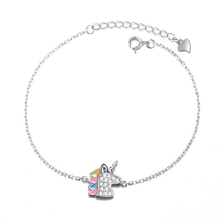 Pulseira de prata esterlina e unicórnio Swarovski