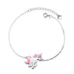 Pulseira de prata esterlina e unicórnio rosa