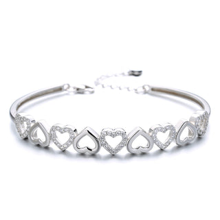 14K Gold Hearts Bangle Adjustable Bracelet with crystals from Swarovski