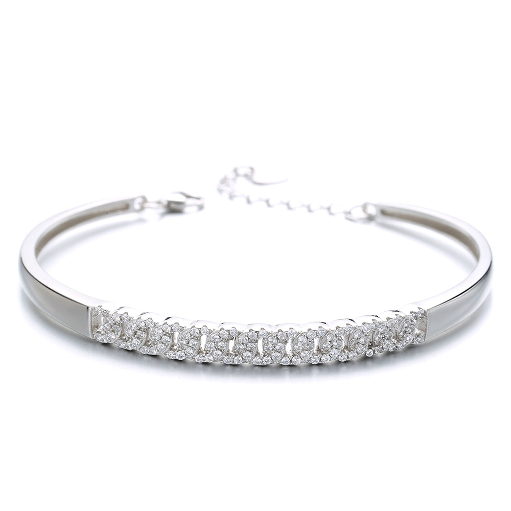 Pulseira ajustável de prata esterlina com cristais Swarovski incrustados