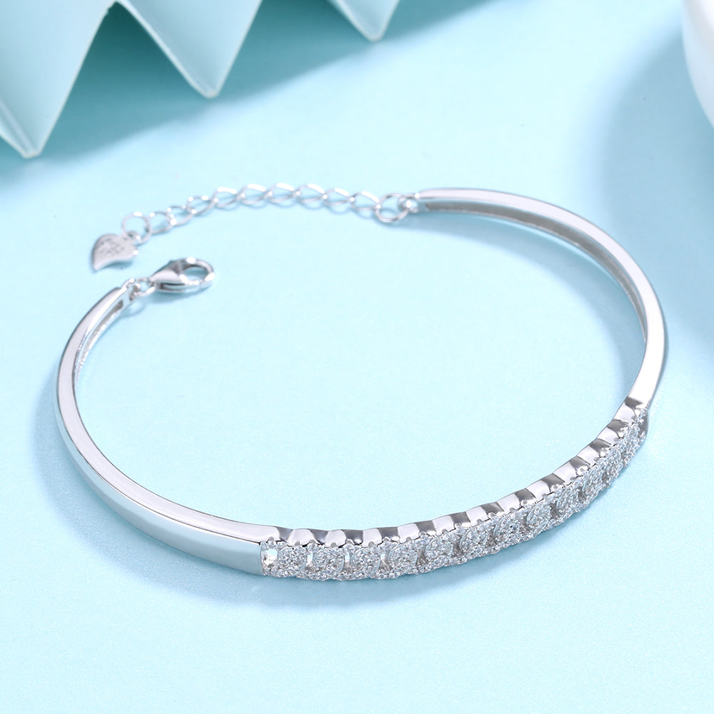 Pulseira ajustável de prata esterlina com cristais Swarovski incrustados