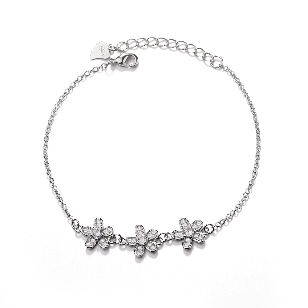 Pulseira ajustável Flower Power de cristal de ouro 14k