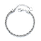Pulseira de corrente de corda de prata esterlina 925
