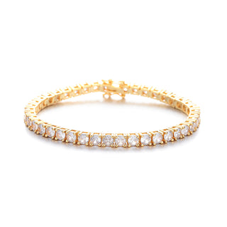 Pulseira de tênis em ouro branco e amarelo 18K com diamantes simulados