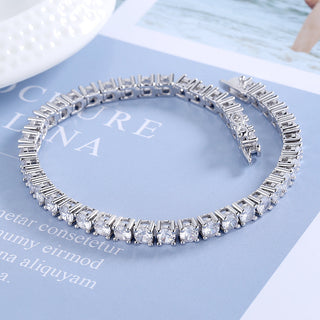 Pulseira de tênis em ouro branco e amarelo 18K com diamantes simulados
