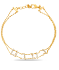 Pulseira dupla camada de ouro 18k e prata esterlina com cristais Swarovski