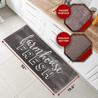 Tapete de cozinha acolchoado antifadiga grande de 20" x 55" (Farmhouse Fresh) 