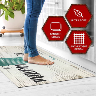 Tapete de cozinha acolchoado antifadiga grande de 20" x 55" (seja sempre grato) 