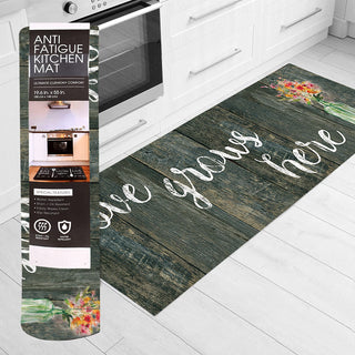 Tapete de cozinha acolchoado antifadiga grande de 20" x 55" (Love Grows Here) 