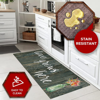 Tapete de cozinha acolchoado antifadiga grande de 20" x 55" (Love Grows Here) 