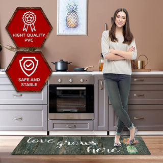 Tapete de cozinha acolchoado antifadiga grande de 20" x 55" (Love Grows Here) 