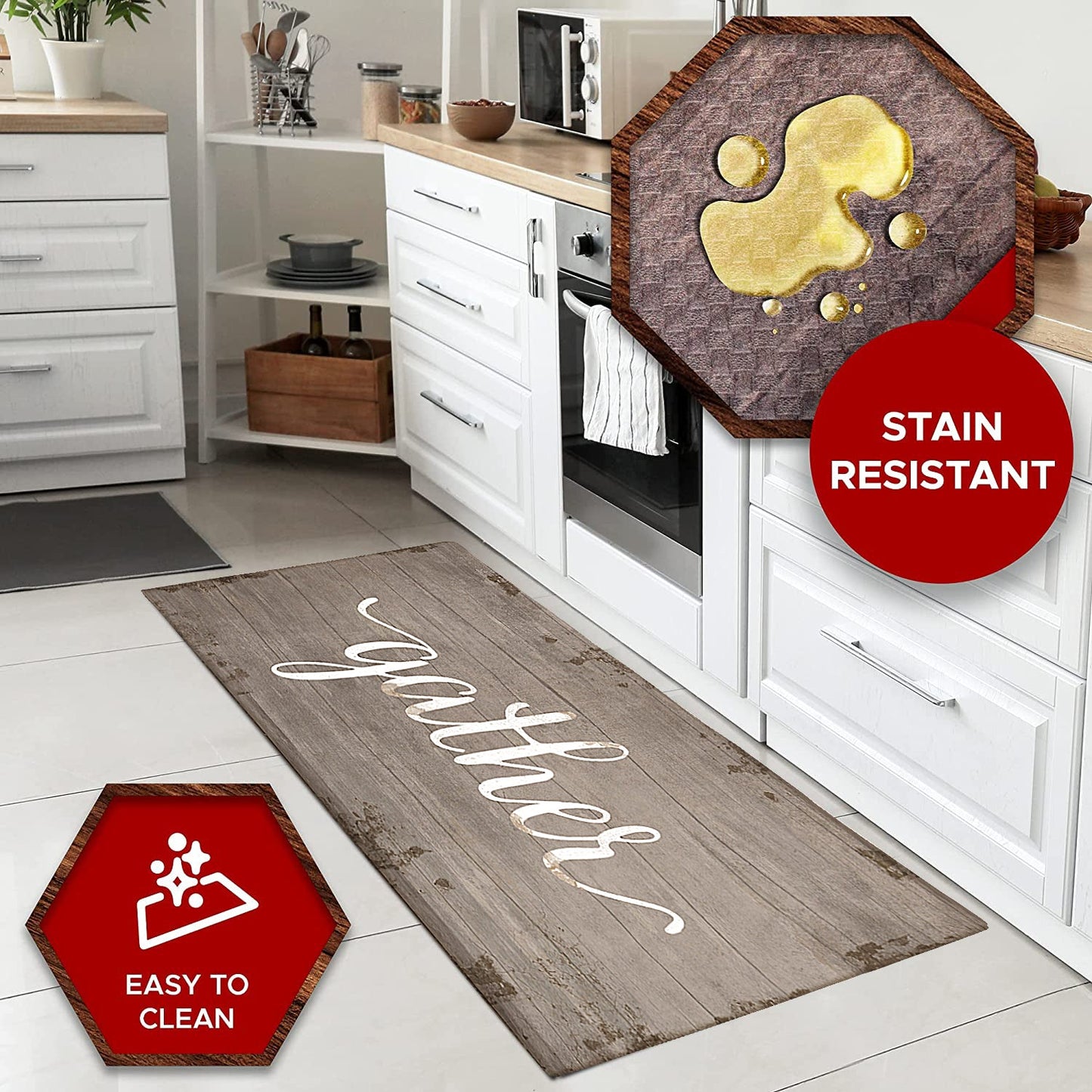 Tapete de cozinha acolchoado antifadiga grande de 20" x 55" (Gather) 