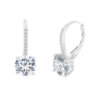 14K Gold Studded Crystal Leverback Earring