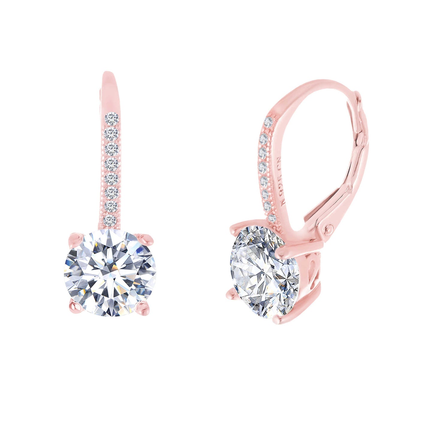 Brinco de alavanca com cristais cravejados em ouro 14K