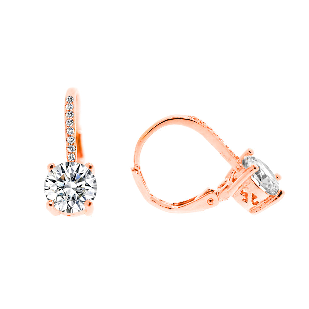 Brinco de alavanca com cristais cravejados em ouro 14K