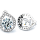 Brincos Halo Crystal Stud Tear Drop em ouro branco 14K