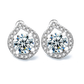 Brincos Halo Crystal Stud Tear Drop em ouro branco 14K