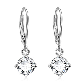 Brincos de alavanca com cristais Swarovski em ouro branco 18K