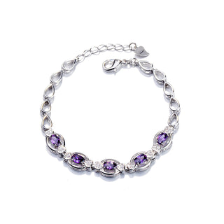 Pulseira estilo tênis em prata esterlina e tanzanita roxa