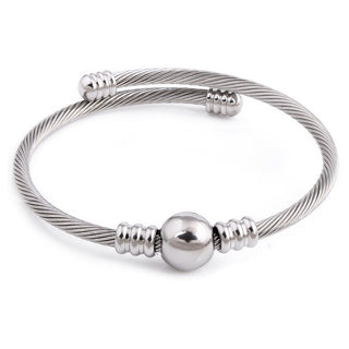Pulseira de esferas torcidas de aço inoxidável