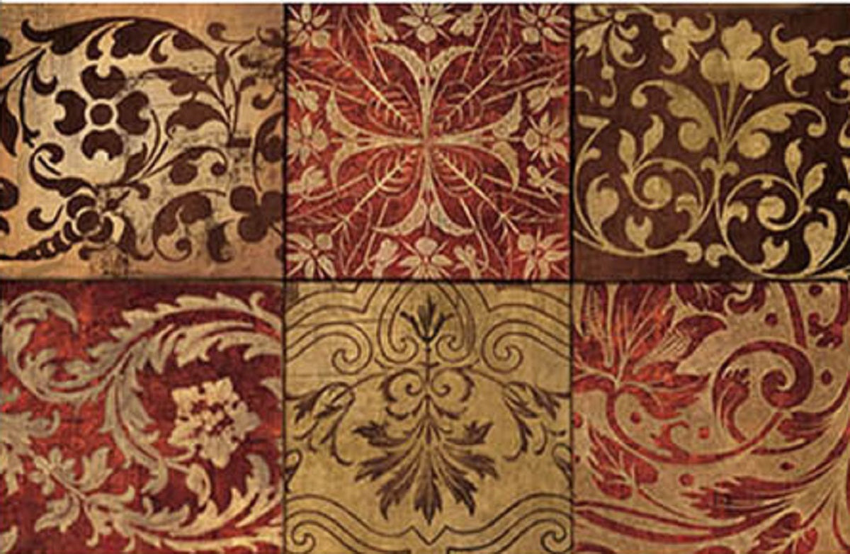 Tapetes de cozinha antifadiga em mosaico vermelho