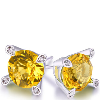 Large Gemstone Stud Earring in 18K White Gold